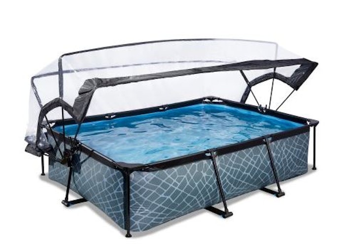 Exit rechteckiger Rahmenpool mit Kartuschenfilteranlage und Sonnendach 220 x 150 cm (Höhe 65 cm)