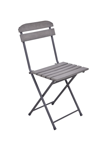 Garden Pleasure Balkon-Set LUGO, Klapptisch Ø 60 + 2 Klappstühle, Stahl Dunkelgrau / Nonwood Grau