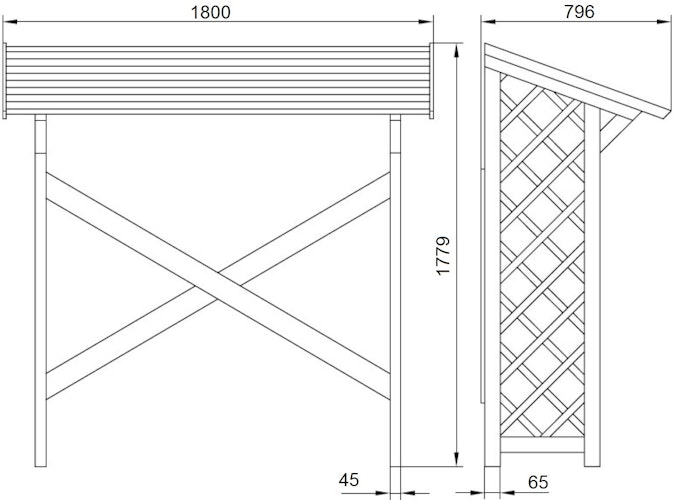 T&J ANNE Kaminholzregal 180 x 177 x 48/78 cm