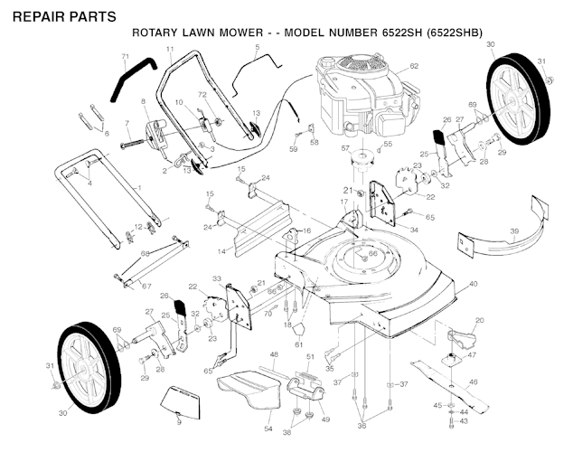 Husqvarna Rasenmäher gelegentliche Nutzung 6522 SH B, 954222718, 532702511, 2001-10