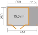 Vorschaubild Weka Gartenhaus 321 A mit 115 cm Anbau - 19 mm
