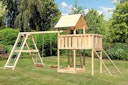 Vorschaubild Akubi Kinderspielturm Lotti inkl. Doppelschaukel, Klettergerüst, Anbauplattform und Netzrampe