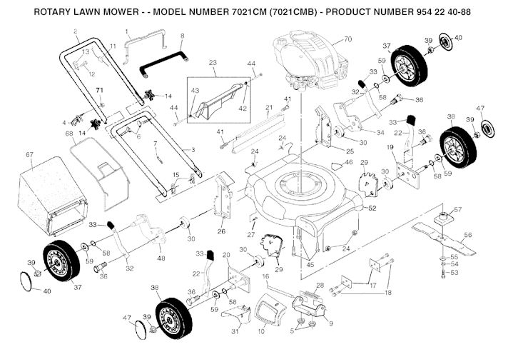 Husqvarna Rasenmäher gelegentliche Nutzung 7021 CM B, 954224088, 2004-01