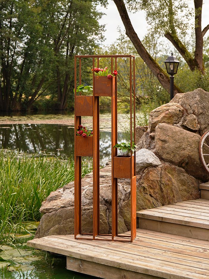 Badeko Pflanzregal „Lazise“ in Edelrostoptik 57 cm breit