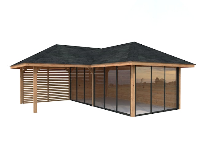 Palmako Pavillon Bianca 24,9 m² Set 514 Slide Plus mit Isolierglas-Schiebetüren