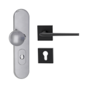Vorschaubild Griffwerk TITANO Kombi SB_882 ES1 (S2) -Edelstahl matt Kombi-Schutzbeschlag -Knopf/Drücker -mit Griff REMOTE -GSC -eckig -R -ZA, 72mm -TS 38-50