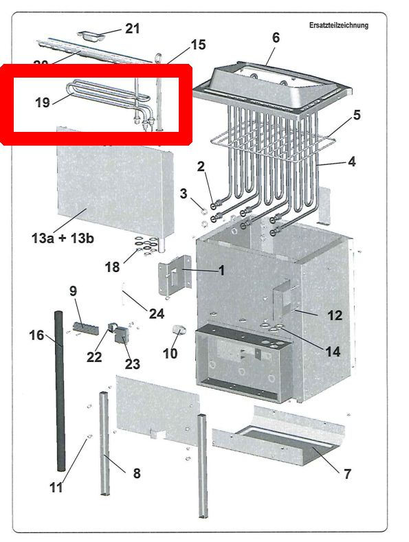 Karibu Verdampfer Heizstab für Karibu 9 kW Bio-Kombiöfen - 086.89.513.87