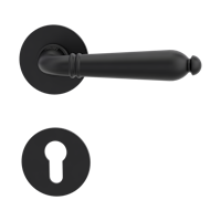 Griffwerk CAROLA PIATTA S -Graphitschwarz Rosettengarnitur rund -Flachrosette -PZ TS 37-45mm