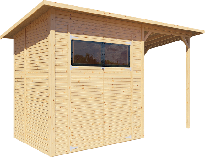 Bertilo Gartenhaus Pent Modern 2 Plus inkl. Anbaudach - 18 mm