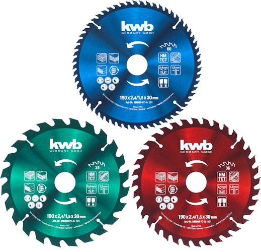 kwb Kreissägeblattsatz 3teilig 190x30mm 586995