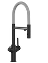 Vorschaubild 4 Wege Wasserhahn Küchenarmatur, BOD, mit 360° schwenkbarem Auslauf, abnehmbare 2 strahl Handbrause, Schwarz Matt / Grau