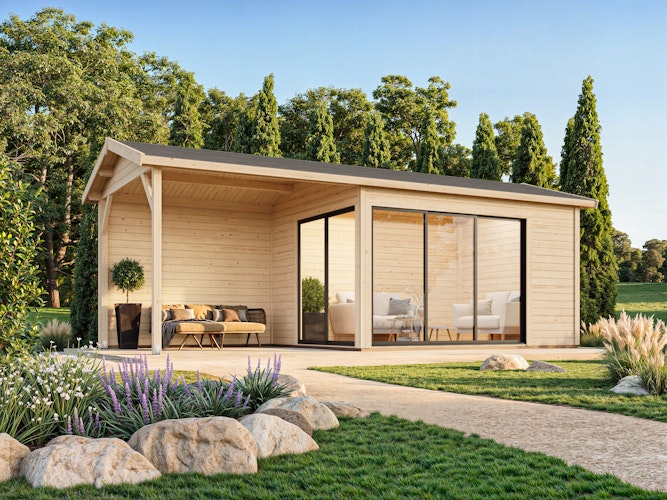 Palmako Gartenhaus Amanda 11,2 + 7,8 m² Slide Plus - 44 mm