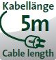 Mit einer Kabellänge von 5 Meter Mit einer Kabellänge von 5 Meter