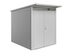 B-Ware Biohort Gerätehaus Avantgarde mit Doppeltür B 180 x T 220 cm (Gr. A1) silber-metallic inkl. Alu-Bodenrahmen 