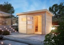 Vorschaubild Karibu Gartensauna Pultdach Saunahaus Skrollan 1 mit Vorraum naturbelassen inkl. gratis Sauna-Zubehörset im Wert von 234,94 €