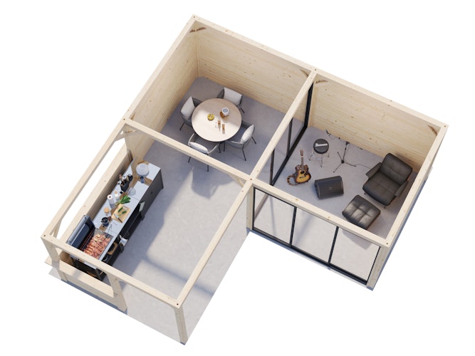 Palmako Gartenhaus Connect Lenna 24,9 m² Set 709 Slide Plus mit Isolierglas-Schiebetüren - 28 mm