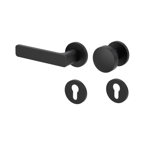 Griffwerk Wechselgarnitur VAYA 265 MINIMAL MODERN fast2fix Fast2Fix Rosetten rund Knopf R2 Graphitschwarz L
