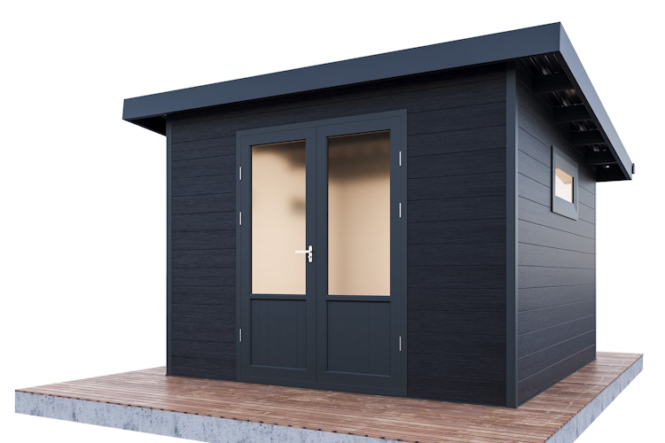 Wolff Finnhaus WPC Gartenhaus Style D / Terra 3030 Anthrazit/Hellgrau - 28 mm 