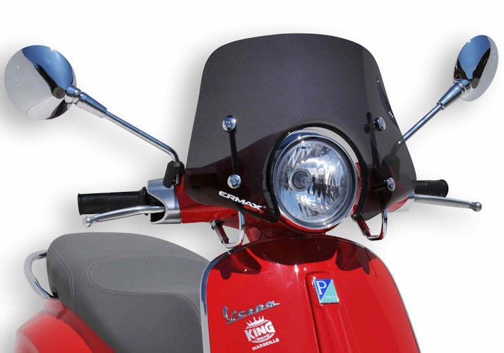ERMAX Scooterscheibe Piccolo Acrylic durchsichtig Schwarz getönt für VESPA Primavera 125; Primavera 150; Primavera 50