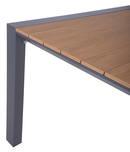 Garden Pleasure Gartenmöbel Set SILEA / RANA 01, Tisch 200 x 100 + 4 Stapelsessel, Aluminium / Nonwood / Kunststoffgewebe