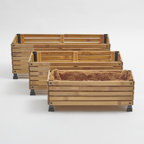 BambusBASIS Pflanzkübel - rechteckig, 3er-Set (S, M, L)