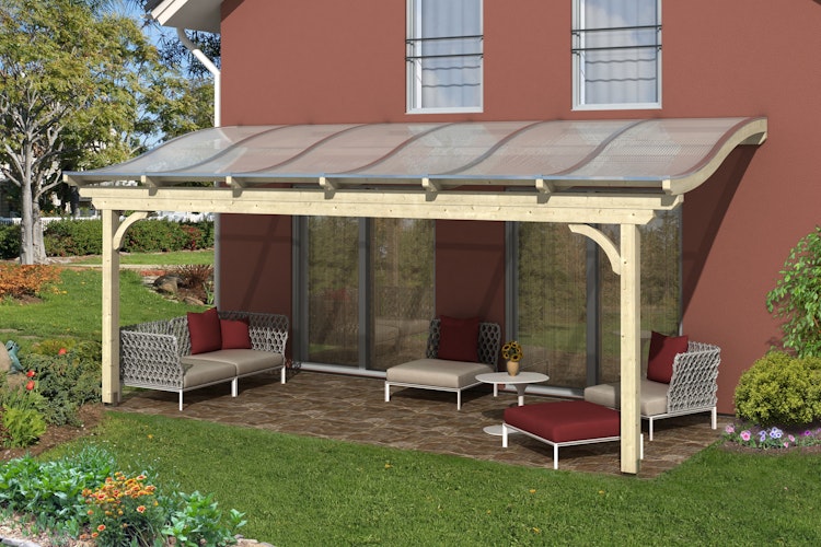 Skan Holz Terrassenüberdachungen Verona o. Mittelpfosten Breite 648 cm