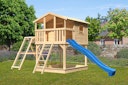Vorschaubild Akubi Kinderspielhaus Kinderspielgerät Benjamin inkl. Wellenrutsche und Doppelschaukelanbau mit Klettergerüst und Netzrampe