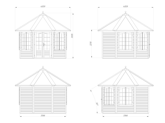 Palmako Pavillon Veronica 4 9,2 m² - 34 mm