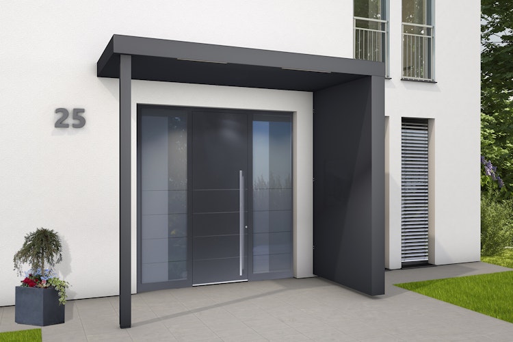 Gutta Rechteckvordach BS Plus XL 250 mit Pfosten und Seitenteil (neues Modell)