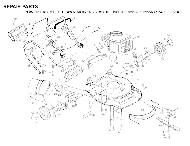 Husqvarna Rasenmäher gelegentliche Nutzung JET55S, JET55SN, 954170014, 2000-02