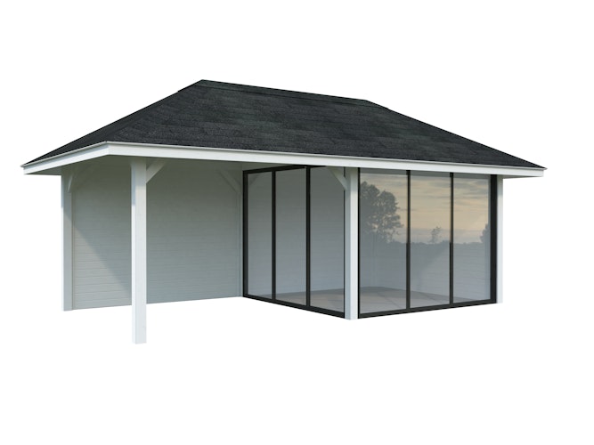 Palmako Pavillon Bianca 16,6 m² Set 505 Slide Plus mit Isolierglas-Schiebetüren