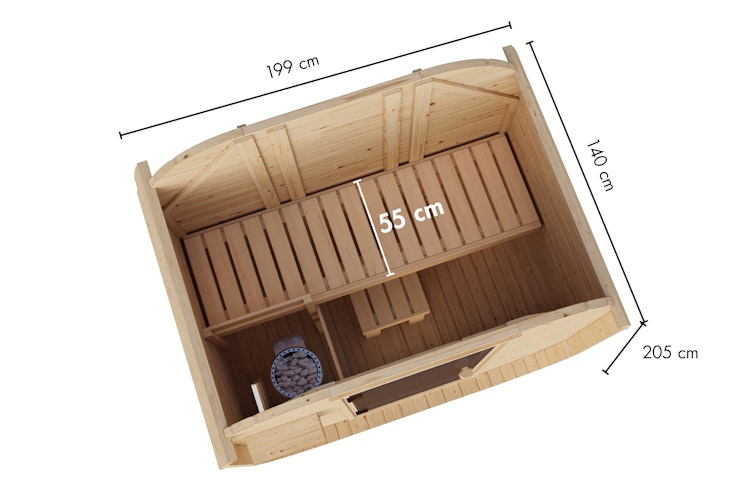 Karibu Saunahaus Fasssauna Quadro 0 - 38 mm (für 230 Volt Steckdose)
