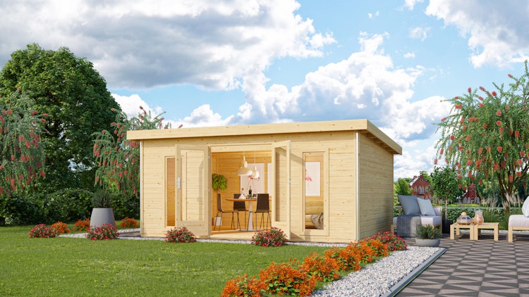 Karibu Premium Gartenhaus Radeburg 4 - 40 mm (Homeoffice-Gartenhaus)