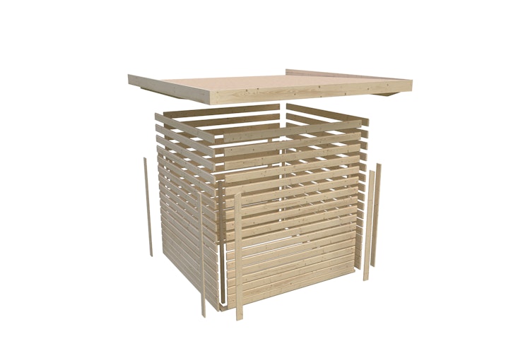 Karibu Gartenhaus Goldendorf 3/5 mit 240 cm Schleppdach + Seiten- und Rückwand - 19 mm