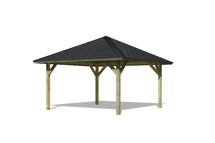Karibu 4-Eck Pavillon Holm 1 kesseldruckimprägniert Sparset inkl. Dachschindeln