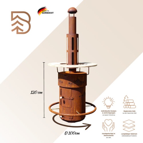 Badeko Stehtischofen in Edelrostoptik