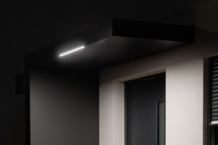 Gutta Rechteckvordach BS Plus 300 Sondermaß inkl. Seitenteil und Briefkasten (neues Modell)