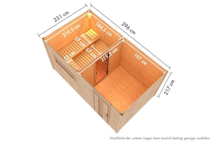 Karibu Gartensauna Saunahaus Hytti 6 inkl. gratis Sauna-Zubehörset im Wert von 234,94 €