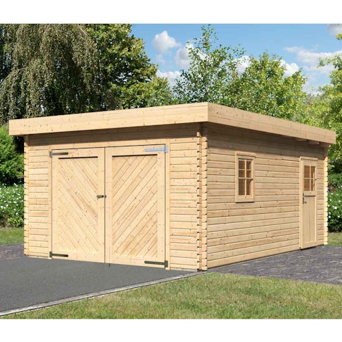 Karibu Flachdach Garage mit Tor - 38 mm