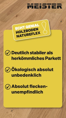 MEISTER Holzboden Natureflex HD 100 2200 x 210 x 8 mm 20016 Eiche lebhaft leichtweiß gekälkt gebürstet ultramattlackiert