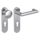 Vorschaubild Griffwerk LUCIA PROFESSIONAL Schraubtechnik FS Panik -Edelstahl matt  Kurzschild-Garnitur -Schraubt. -Knopf R2 -WR -Stift 9mm -TS 38-50mm