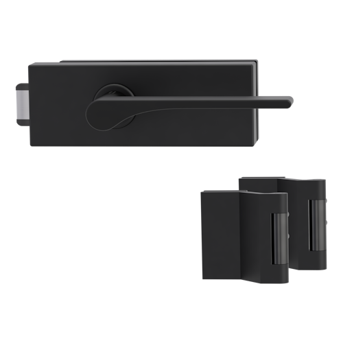 Griffwerk PURISTO S -Graphitschwarz Ganzglastürbeschlagset -3-teiliger Bandsatz -mit Griff DESM LEAF LIGHT -GSC -UV