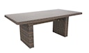 Vorschaubild Garden Pleasure Gartenmöbel Set BORDEAUX I, Tisch 200 x 100 + 4 Sessel, Polyrattan Nelkenbraun / Glasplatte / Kissen 100 % Polyester Dunkelgrau