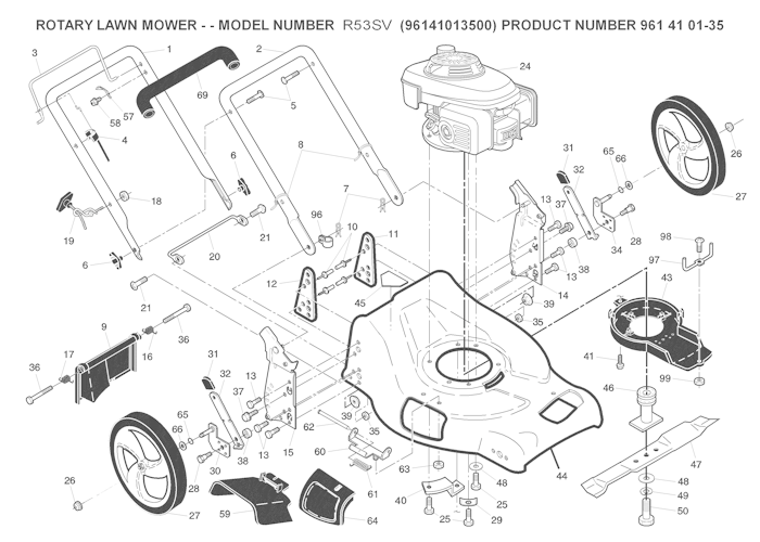Husqvarna Rasenmäher gelegentliche Nutzung R53 SV, 96141013500, 2007-03