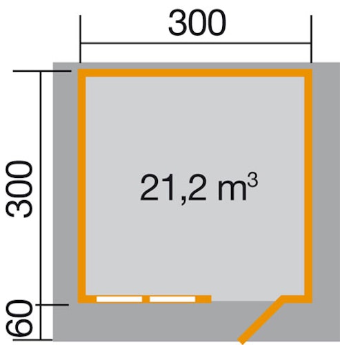 Weka 45 mm Gartenhaus 139 A mit Vordach (60 cm)