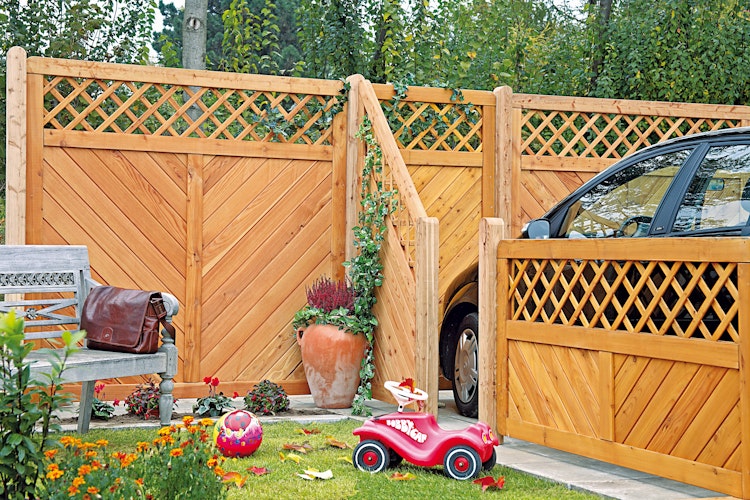 T&J SKAGEN RANK Sichtschutzzaun Lärche 1800 x 1800 mm