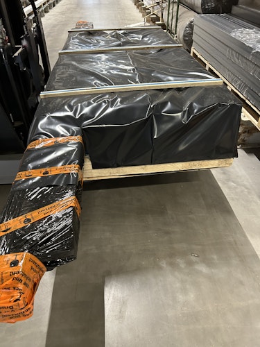 B-Ware Skan Holz Terrassenüberdachung Ancona 434x250cm weiß aus Leimholz inkl. Wandanschluss-Profilset und Wandbefestigungsset