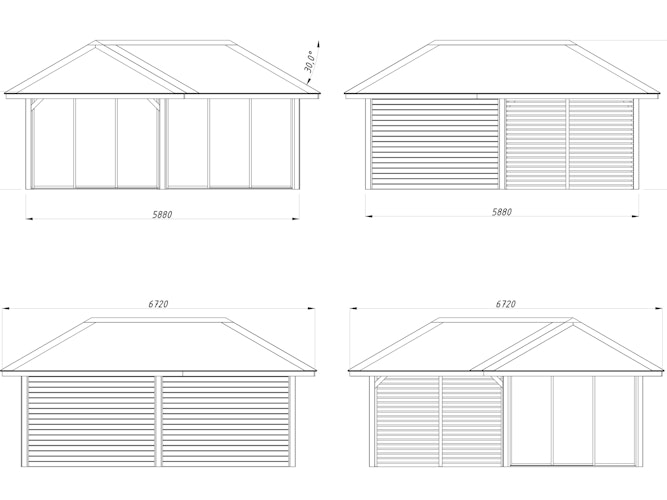 Palmako Pavillon Bianca 24,9 m² Set 214 Slide - 28 mm