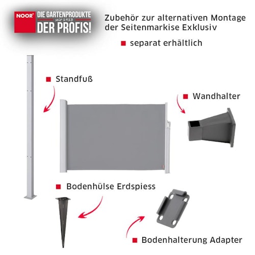 Noor Standpfosten für Seitenmarkise Exklusiv