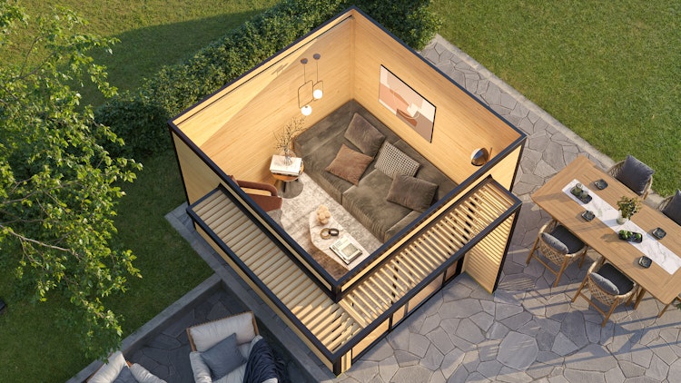 Weka Design Gartenhaus Pure Garden Amberley mit Aluminium-Schiebetür - 28 mm